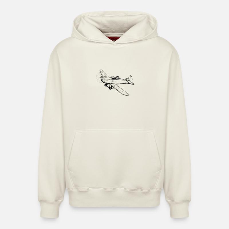 Pilote moustache - Sweat à capuche unisexe décontracté en coton biologique – de SPREAD - blanc cassé