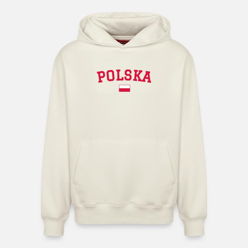 Drapeau polonais : Rouge - Sweat à capuche unisexe décontracté en coton biologique – de SPREAD - blanc cassé