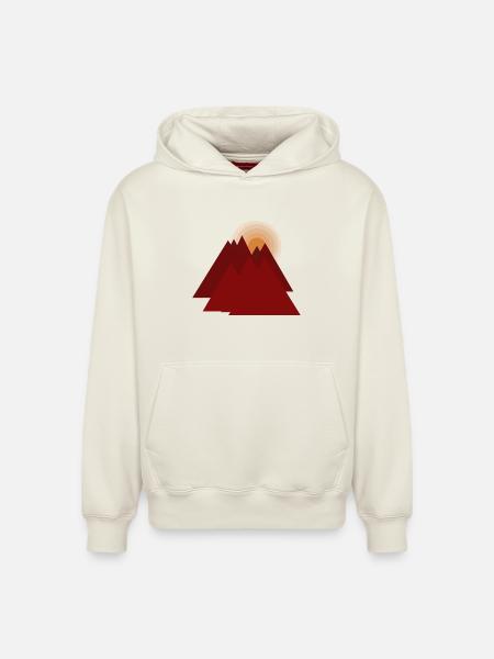 Red Mountains at Sunrise - Relaxed Unisex Organic Hoodie – by SPREAD - off white