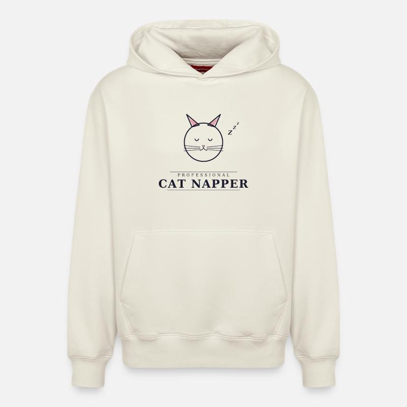 Somnieuse professionnelle de chats - Sweat à capuche unisexe décontracté en coton biologique – de SPREAD - blanc cassé
