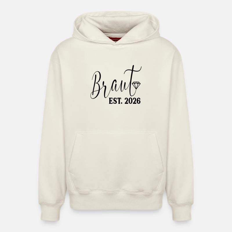 Fiançailles de mariage - Mariée 2026 - Sweat à capuche unisexe décontracté en coton biologique – de SPREAD - blanc cassé