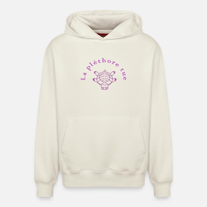 La Pléthore Tue Violet - Sweat à capuche unisexe décontracté en coton biologique – de SPREAD - blanc cassé