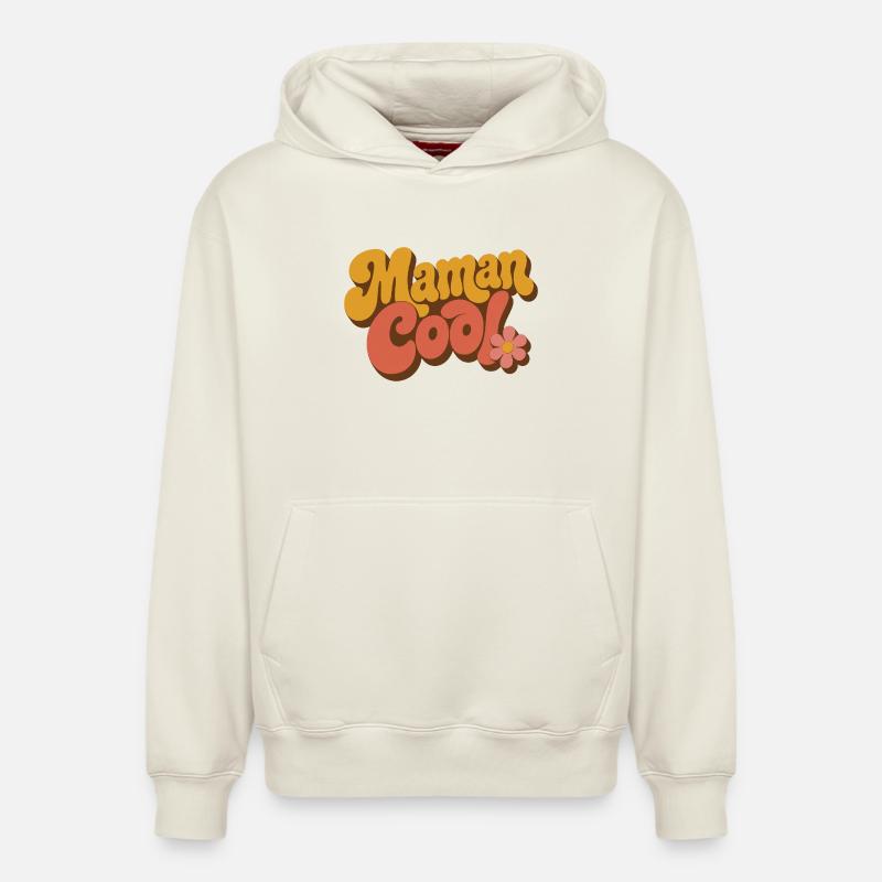 Mama Cool rétro fleurs 70s - Sweat à capuche unisexe décontracté en coton biologique – de SPREAD - blanc cassé