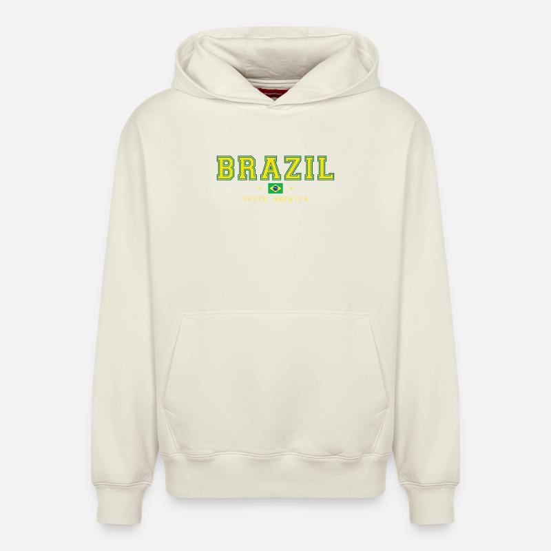 Brésil - Sweat à capuche unisexe décontracté en coton biologique – de SPREAD - blanc cassé
