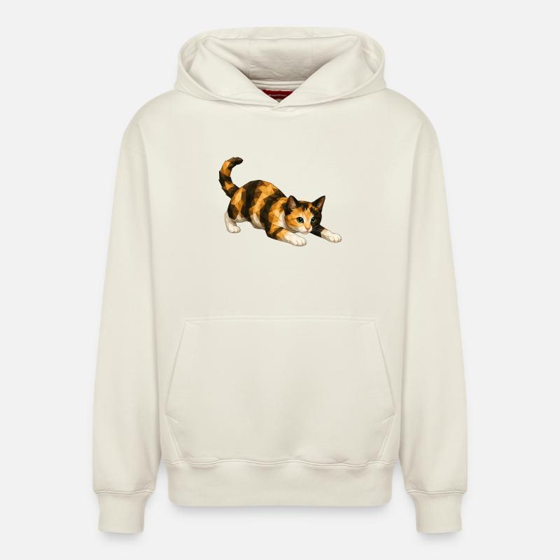 Emmi PolygonCat Art - Sweat à capuche unisexe décontracté en coton biologique – de SPREAD - blanc cassé