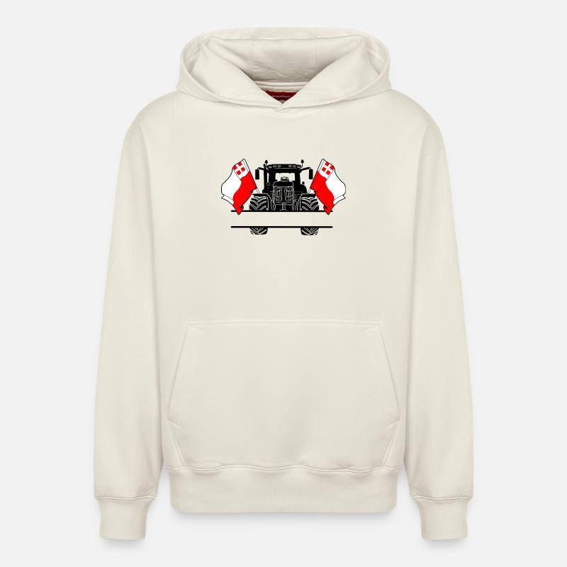 Utrecht_Tractor_Custom_Edition - Sweat à capuche unisexe décontracté en coton biologique – de SPREAD - blanc cassé