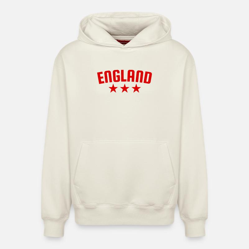 Angleterre 3 étoiles Design Rouge - Sweat à capuche unisexe décontracté en coton biologique – de SPREAD - blanc cassé
