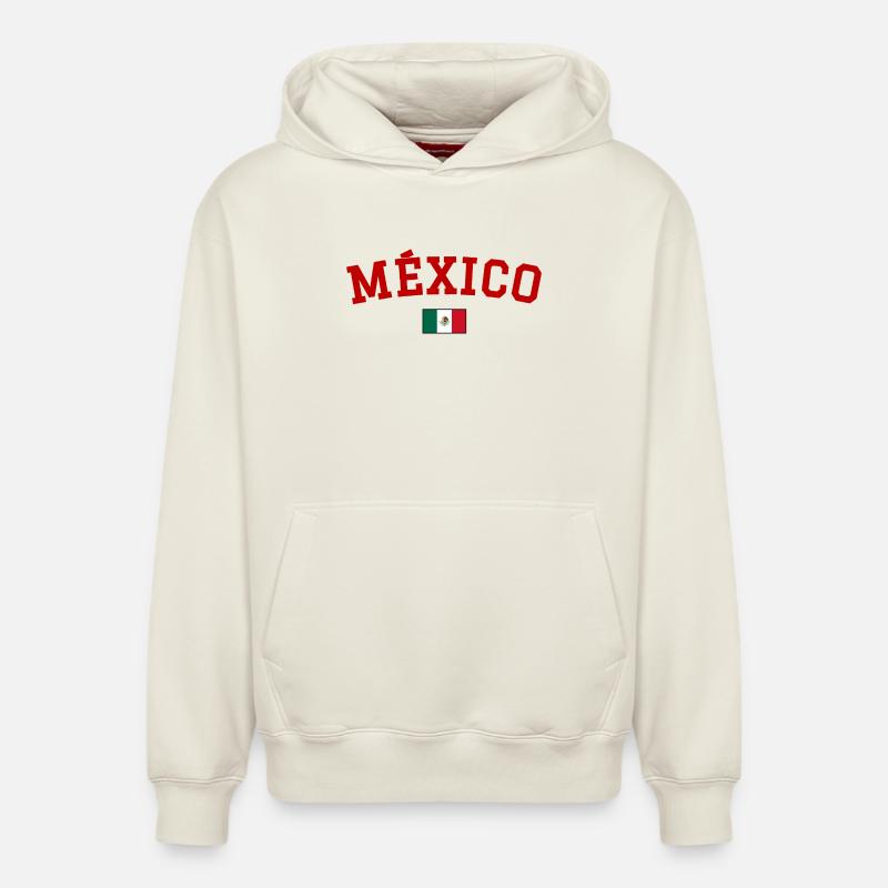 Drapeau du Mexique Rouge - Sweat à capuche unisexe décontracté en coton biologique – de SPREAD - blanc cassé