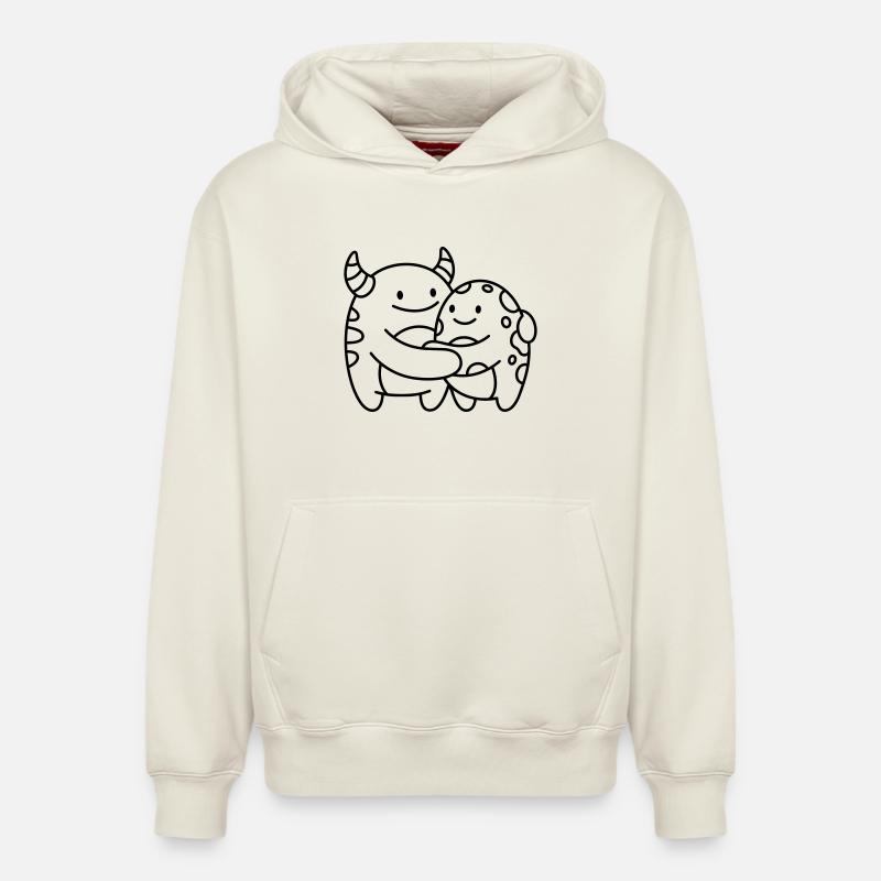 Monstres - Sweat à capuche unisexe décontracté en coton biologique – de SPREAD - blanc cassé