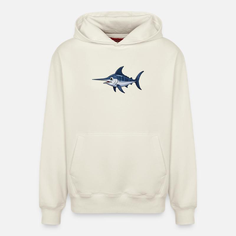 Marlin in Blue – Vector - Sweat à capuche unisexe décontracté en coton biologique – de SPREAD - blanc cassé