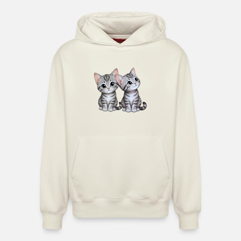 Frères et sœurs chatons - Sweat à capuche unisexe décontracté en coton biologique – de SPREAD - blanc cassé