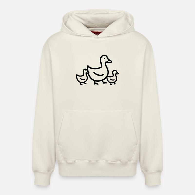 famille canard - Sweat à capuche unisexe décontracté en coton biologique – de SPREAD - blanc cassé