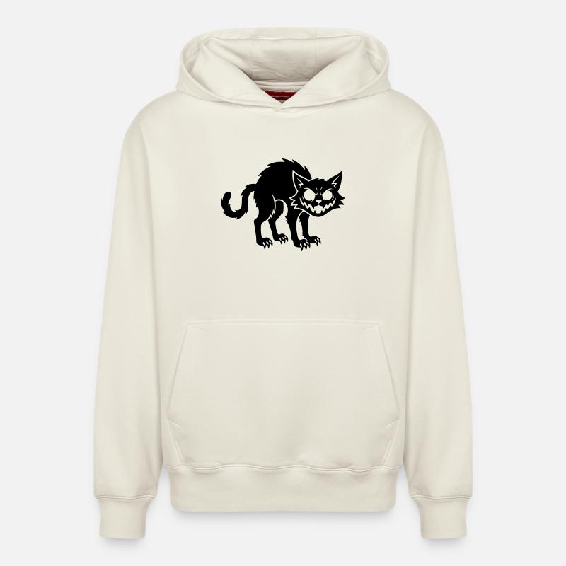Chat noir en colère - Sweat à capuche unisexe décontracté en coton biologique – de SPREAD - blanc cassé