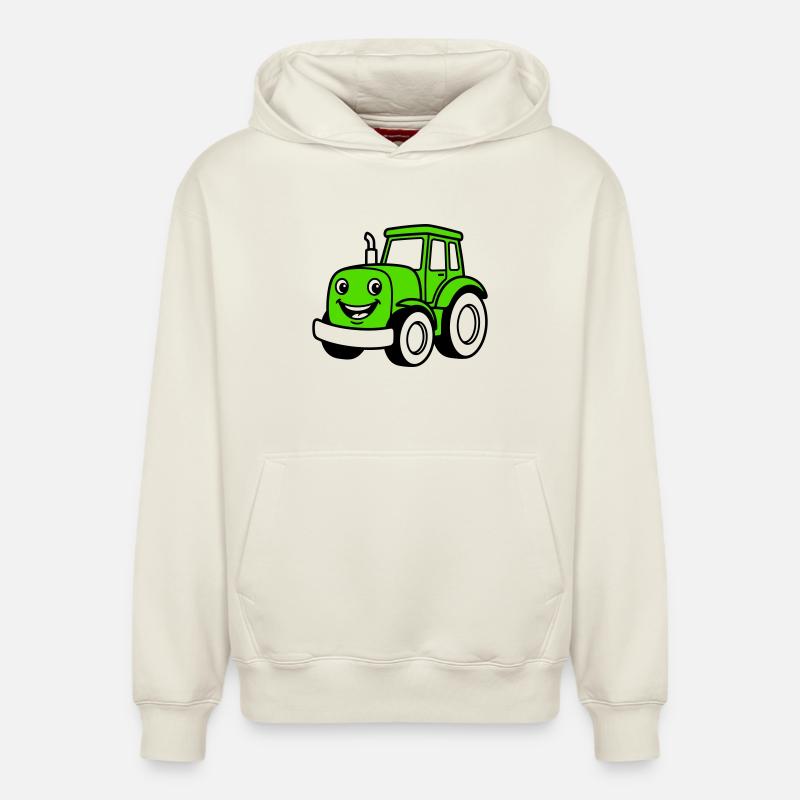 Enfants tracteurs - Sweat à capuche unisexe décontracté en coton biologique – de SPREAD - blanc cassé
