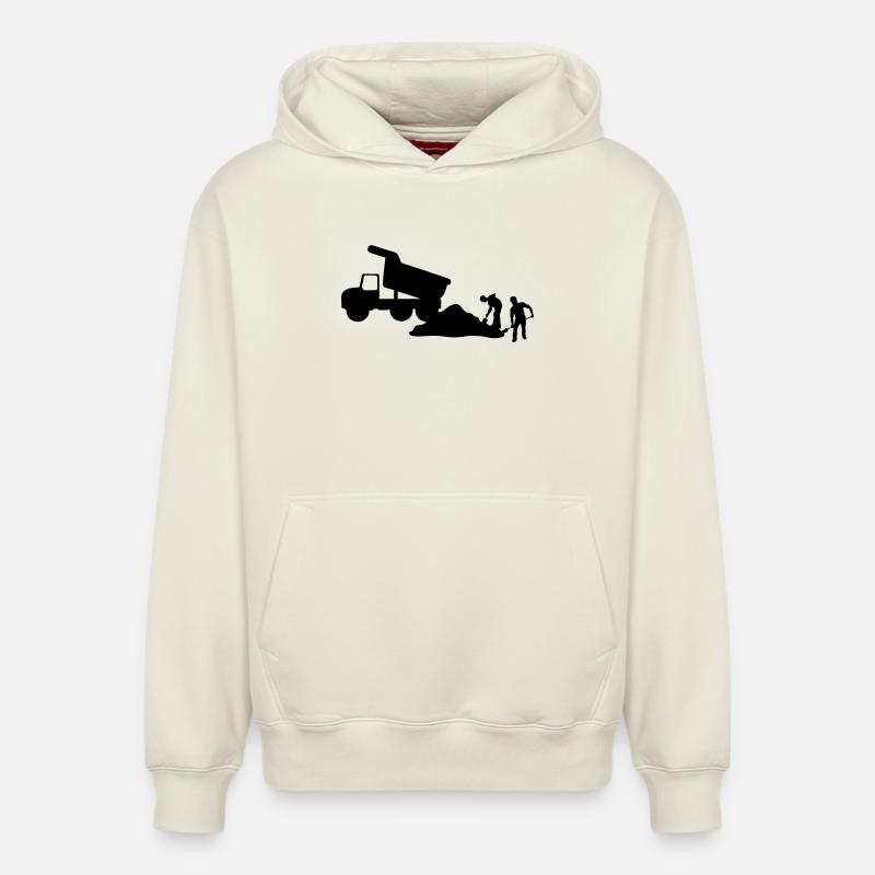 Équipe de construction – Équipe d’excavation - Sweat à capuche unisexe décontracté en coton biologique – de SPREAD - blanc cassé