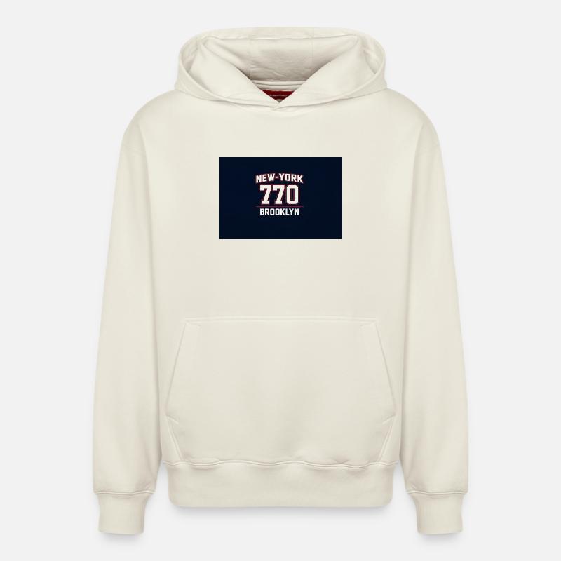 NY 770 Brooklyn  - Sweat à capuche unisexe décontracté en coton biologique – de SPREAD - blanc cassé