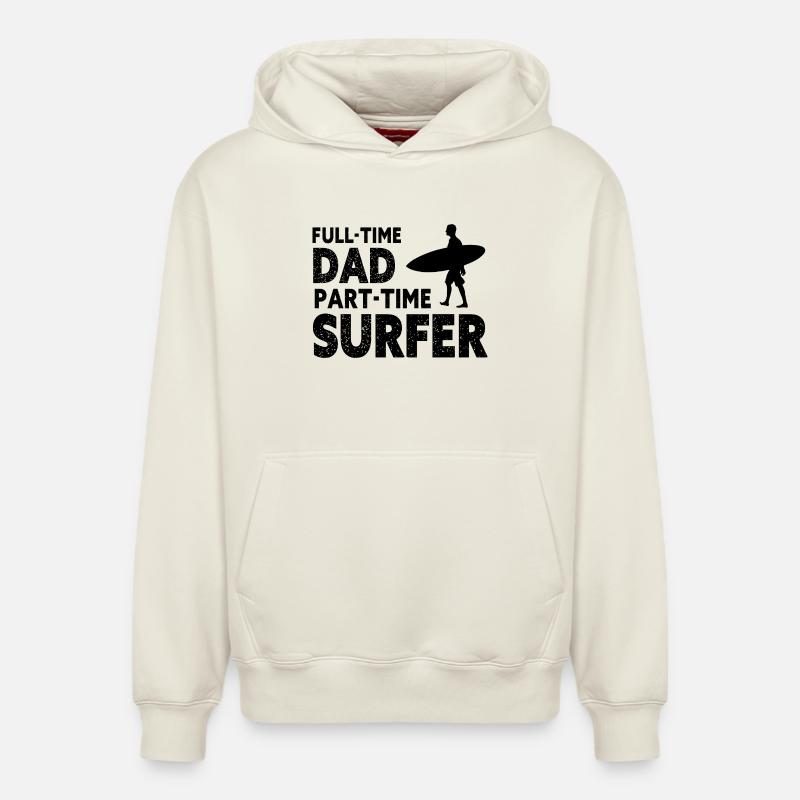 Full-time Dad Part-time Surfer - Sweat à capuche unisexe décontracté en coton biologique – de SPREAD - blanc cassé