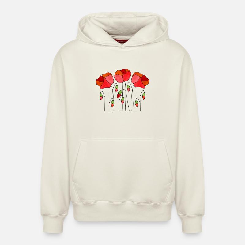 Fleur - Sweat à capuche unisexe décontracté en coton biologique – de SPREAD - blanc cassé