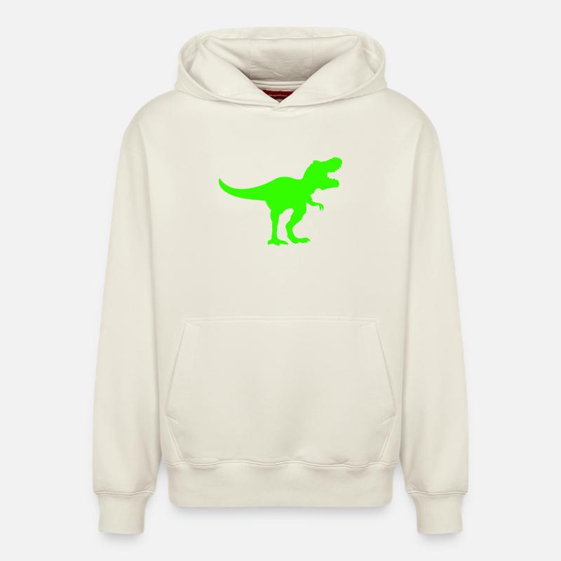 Silhouette de Dino Rex Vert - Sweat à capuche unisexe décontracté en coton biologique – de SPREAD - blanc cassé