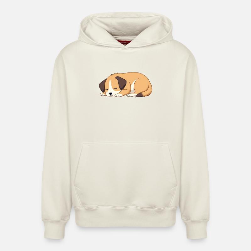 chien endormi - Sweat à capuche unisexe décontracté en coton biologique – de SPREAD - blanc cassé