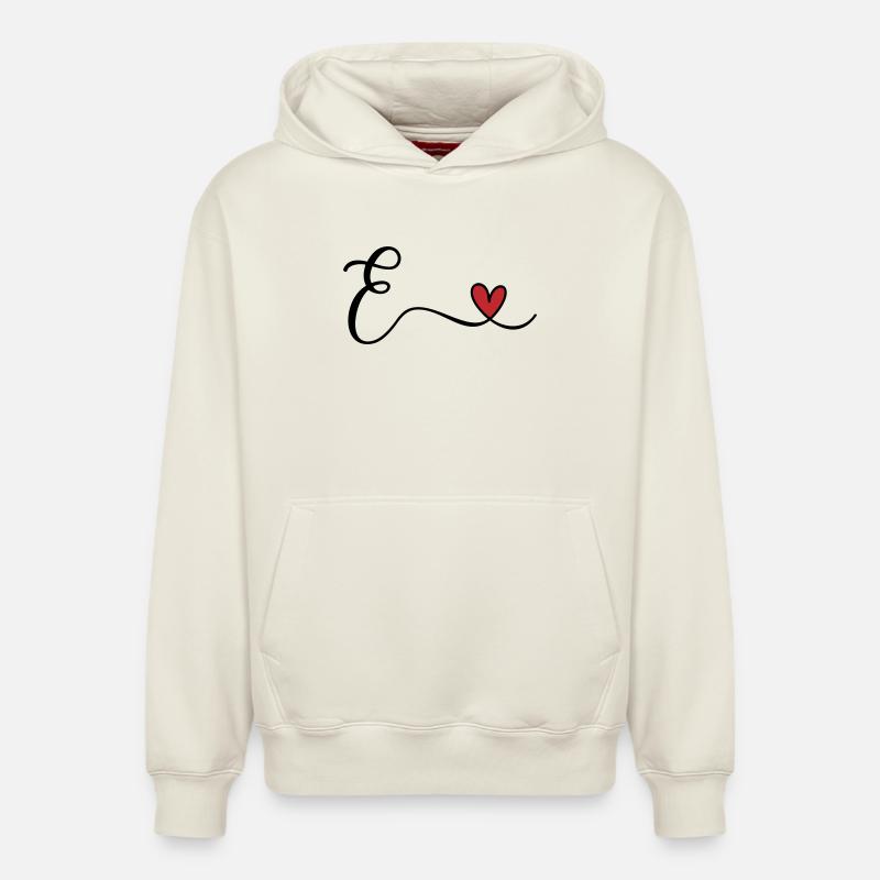 Monogramme de la lettre E - Sweat à capuche unisexe décontracté en coton biologique – de SPREAD - blanc cassé