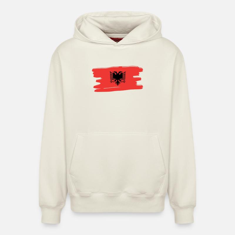 Albanais drapeau albanais, drapeau - Sweat à capuche unisexe décontracté en coton biologique – de SPREAD - blanc cassé