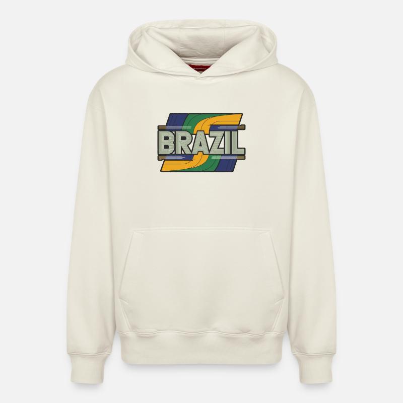 Brésil - Sweat à capuche unisexe décontracté en coton biologique – de SPREAD - blanc cassé