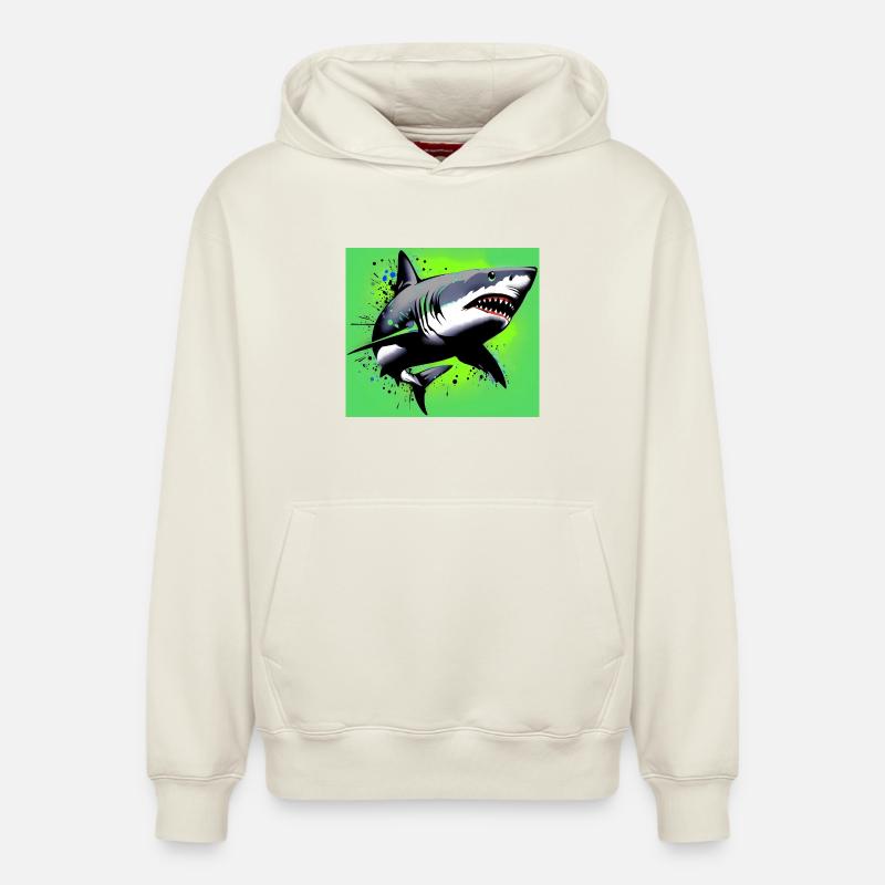 Requin - Sweat à capuche unisexe décontracté en coton biologique – de SPREAD - blanc cassé