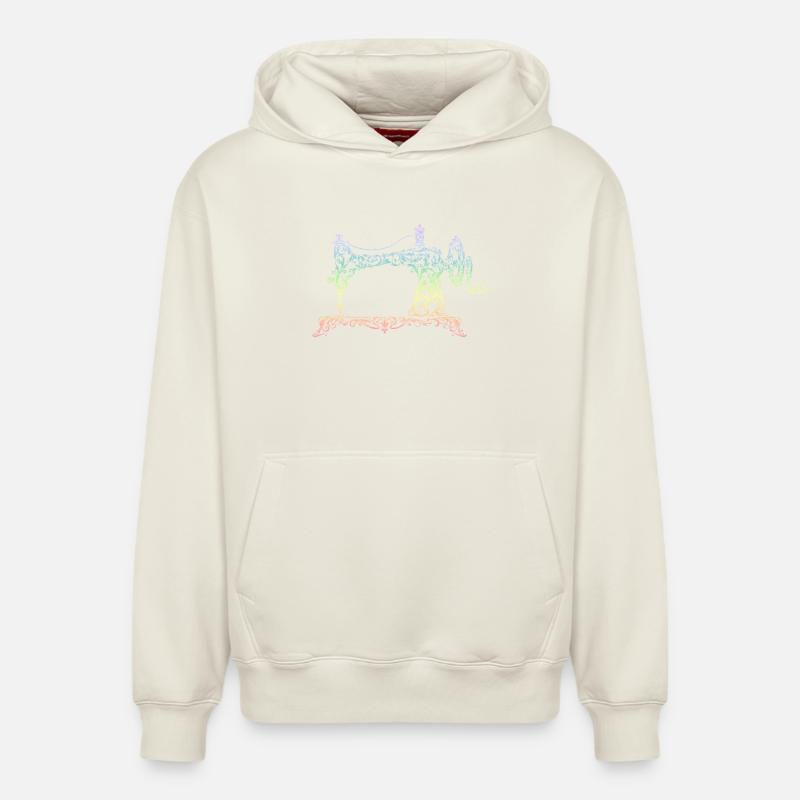 machine à coudre - Sweat à capuche unisexe décontracté en coton biologique – de SPREAD - blanc cassé