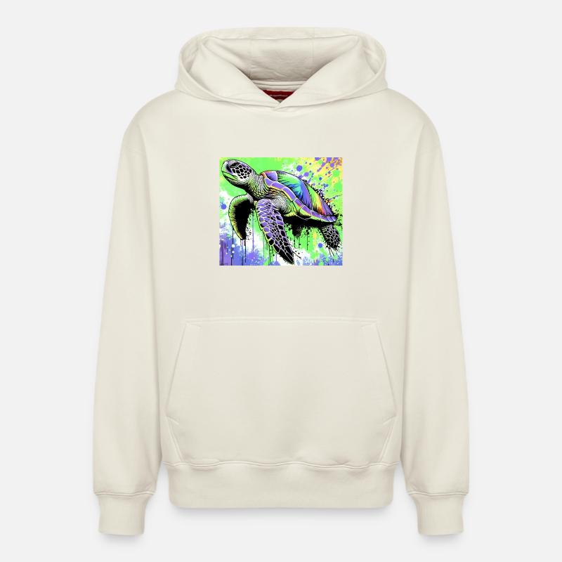 turtle - Relaxed Unisex Organic Hoodie – by SPREAD - off white