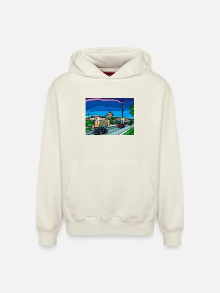 Retro City Straßenszene - Relaxed Unisex Organic Hoodie – von SPREAD - Naturweiß