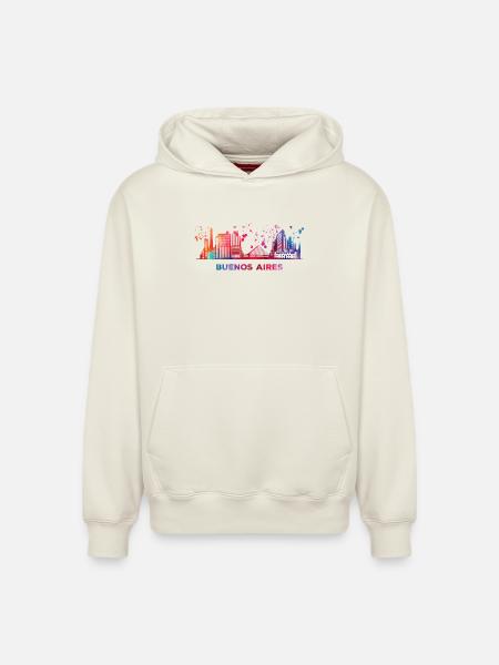 Portenos Skyline Buenos Aires - Relaxed Unisex Organic Hoodie – von SPREAD - Naturweiß