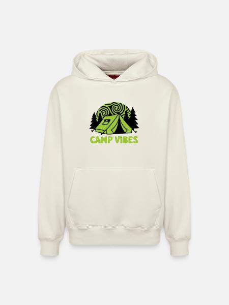 Zelt Camp Vibes Logo - Relaxed Unisex Organic Hoodie – von SPREAD - Naturweiß