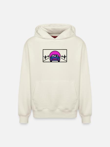 Desert Highway Car Logo - Relaxed Unisex Organic Hoodie – by SPREAD - off white
