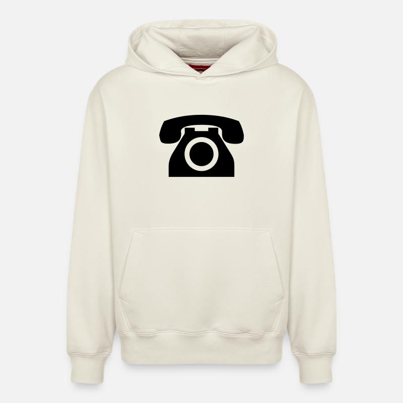 Phone - Sweat à capuche unisexe décontracté en coton biologique – de SPREAD - blanc cassé