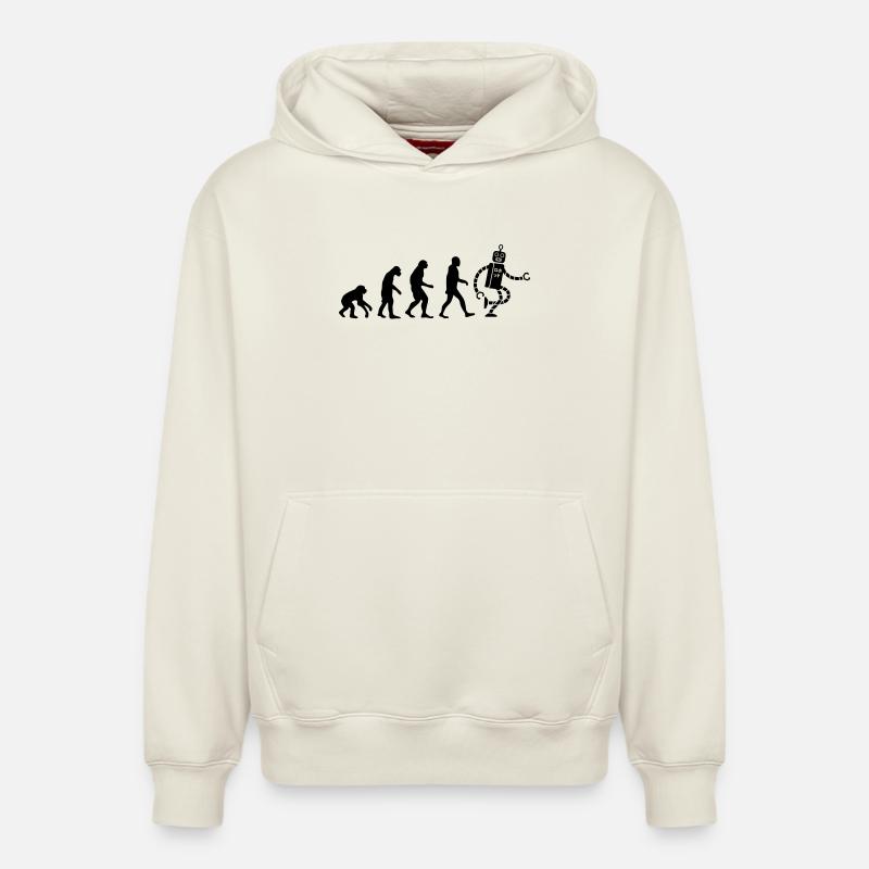 evolution robot - Relaxed Unisex Organic Hoodie – von SPREAD - Naturweiß