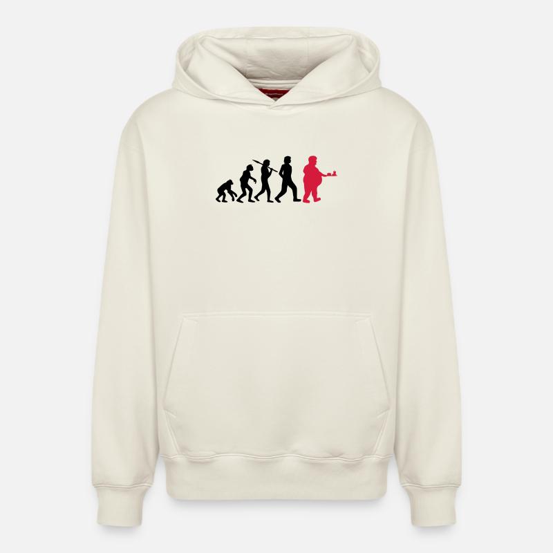 Évolution de la restauration rapide - Sweat à capuche unisexe décontracté en coton biologique – de SPREAD - blanc cassé
