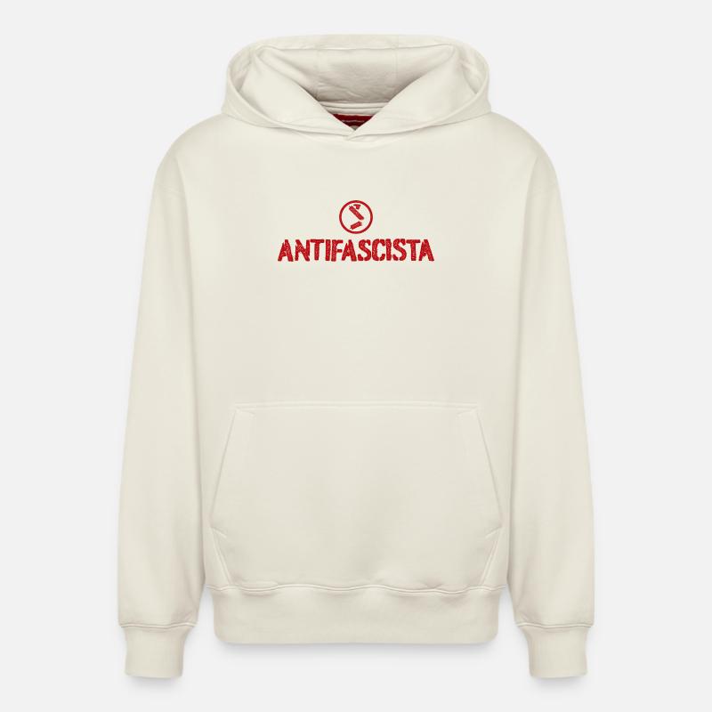 Antifasciste - Sweat à capuche unisexe décontracté en coton biologique – de SPREAD - blanc cassé