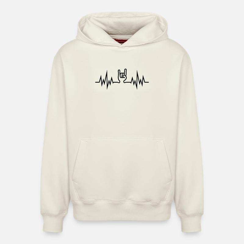HeavyMetalHandSign - Sweat à capuche unisexe décontracté en coton biologique – de SPREAD - blanc cassé