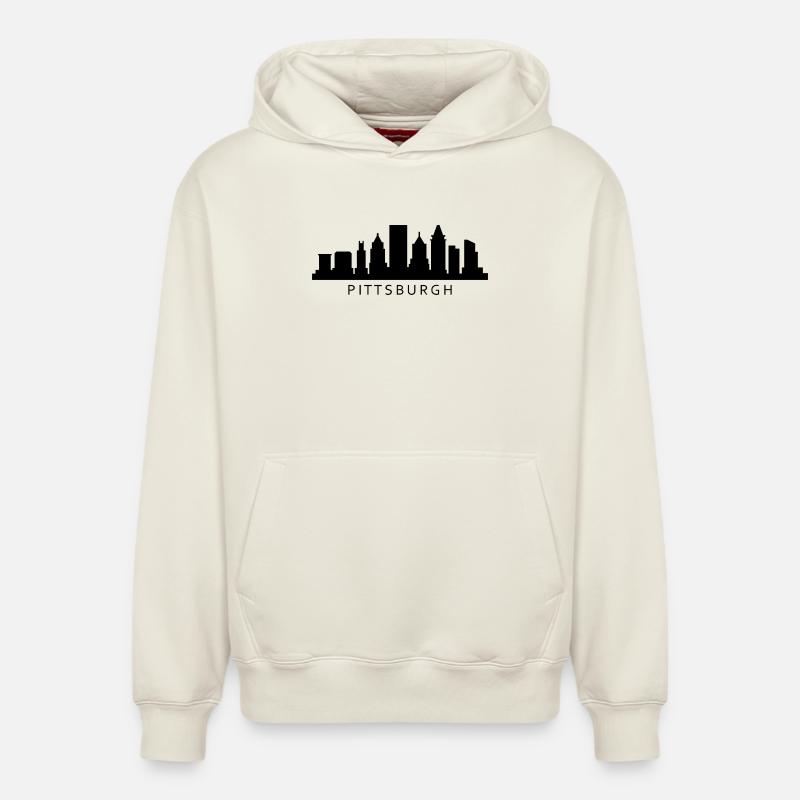 Silhouette de Pittsburgh - Sweat à capuche unisexe décontracté en coton biologique – de SPREAD - blanc cassé