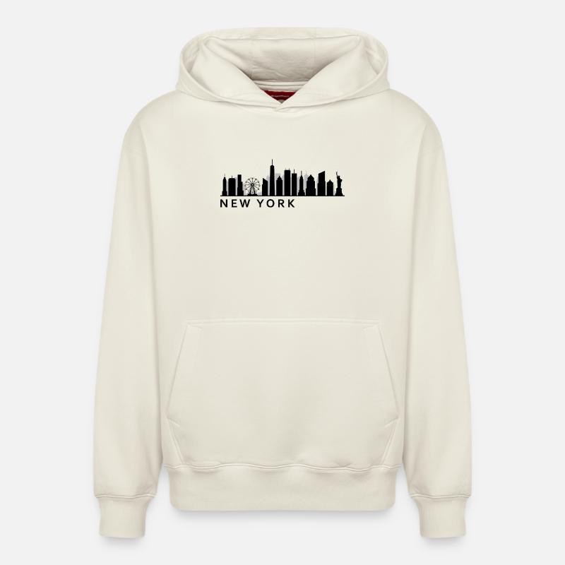 New York Skyline - Sweat à capuche unisexe décontracté en coton biologique – de SPREAD - blanc cassé