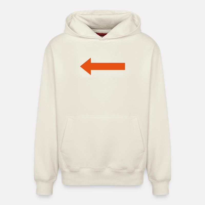 Flèche gauche orange - Sweat à capuche unisexe décontracté en coton biologique – de SPREAD - blanc cassé