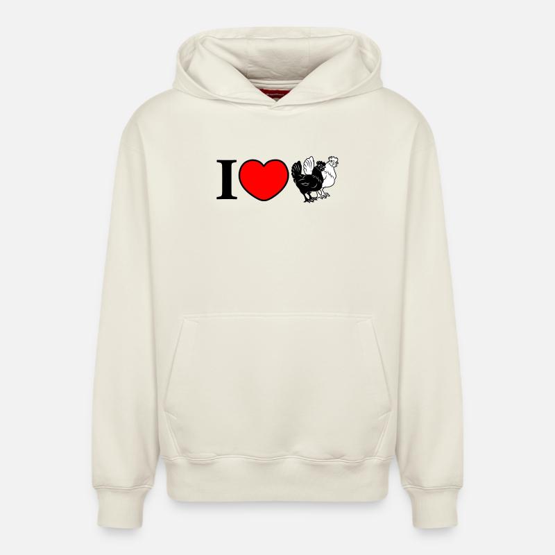 J’adore les poulets - Sweat à capuche unisexe décontracté en coton biologique – de SPREAD - blanc cassé