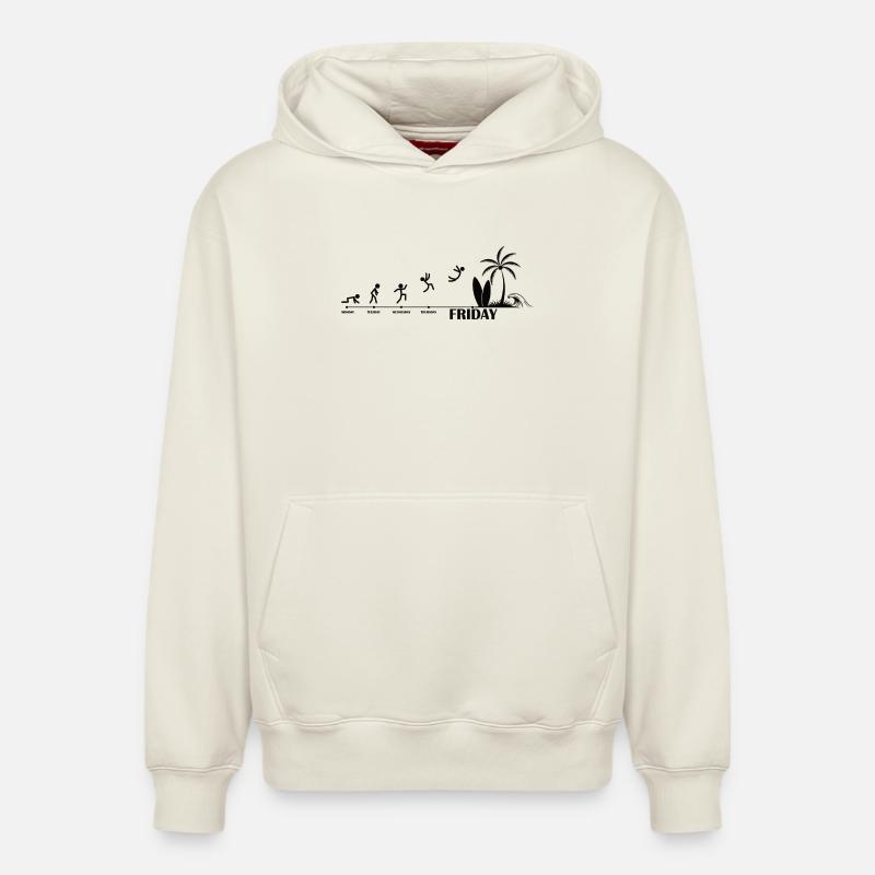 Finally Friday Beach Evolution - Relaxed Unisex Organic Hoodie – by SPREAD - off white
