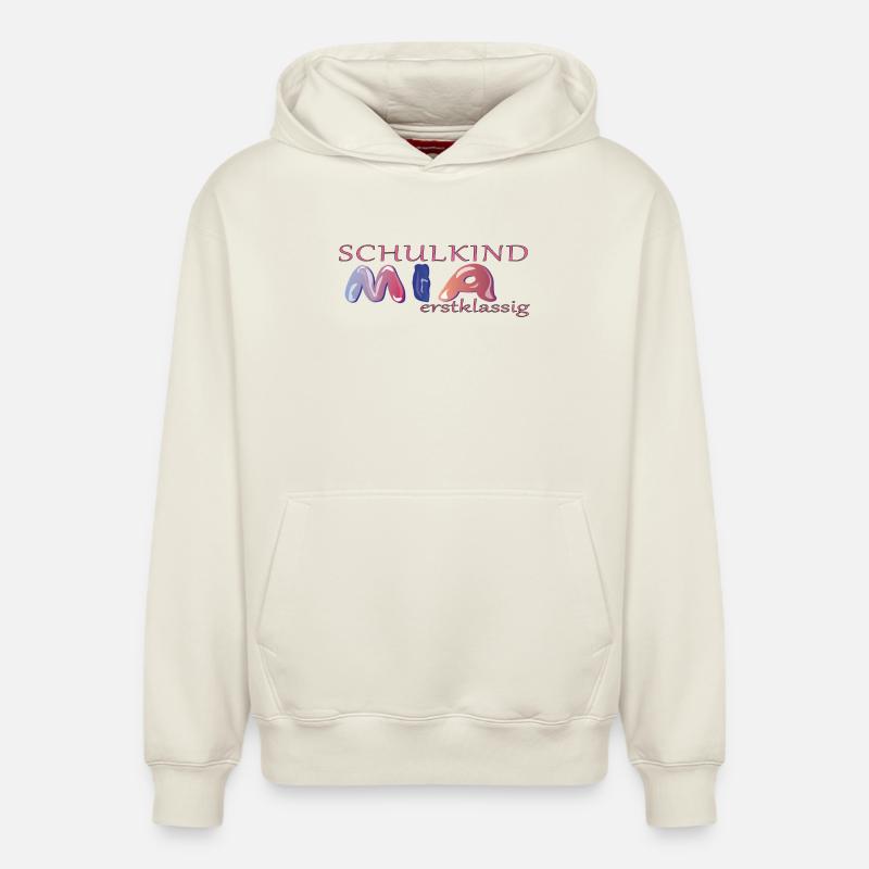 Schulkind Mia Schule - Relaxed Unisex Organic Hoodie – von SPREAD - Naturweiß