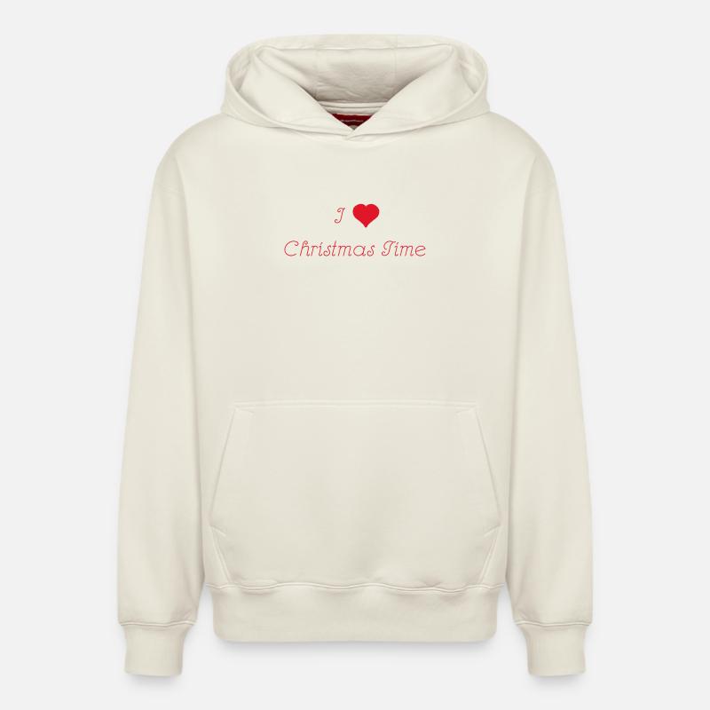 amour de Noël - Sweat à capuche unisexe décontracté en coton biologique – de SPREAD - blanc cassé