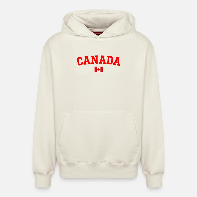 Drapeau du Canada Rouge - Sweat à capuche unisexe décontracté en coton biologique – de SPREAD - blanc cassé