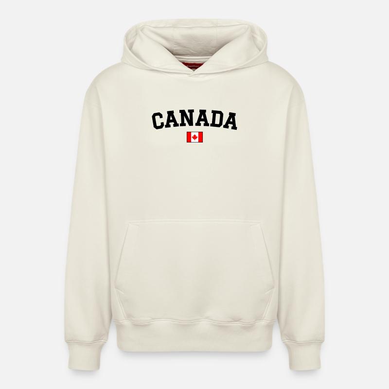 Drapeau du Canada Noir - Sweat à capuche unisexe décontracté en coton biologique – de SPREAD - blanc cassé