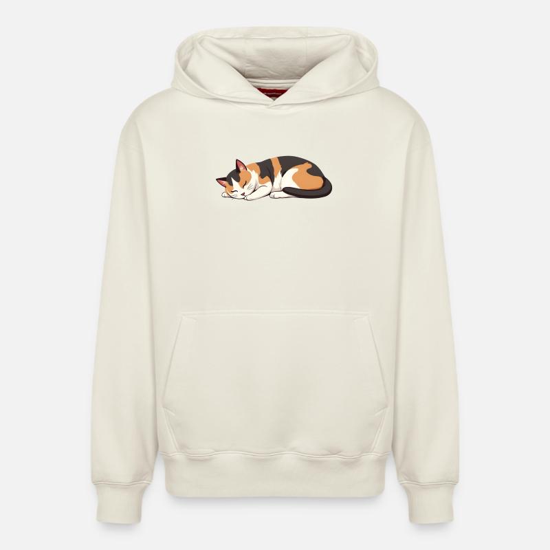 chat endormi - Sweat à capuche unisexe décontracté en coton biologique – de SPREAD - blanc cassé