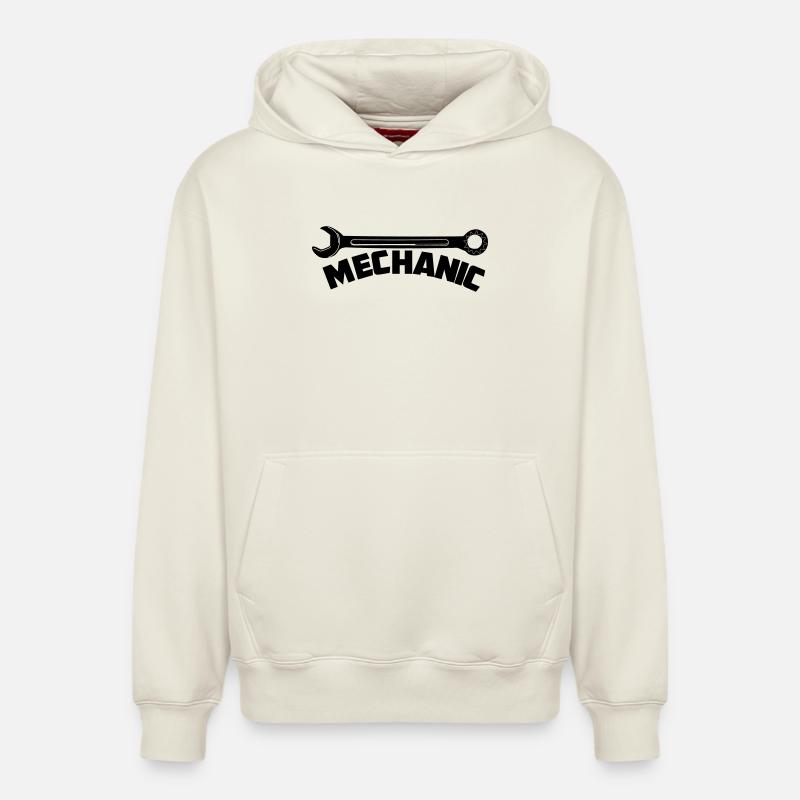 Mécanicien avec texte clé Mécanicien - Sweat à capuche unisexe décontracté en coton biologique – de SPREAD - blanc cassé